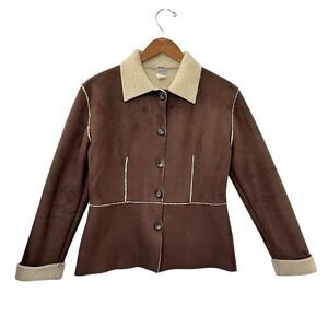 VTG Generation Faux Suede Penny Lane Jacket Size S Sherpa Lined Y2K Women's